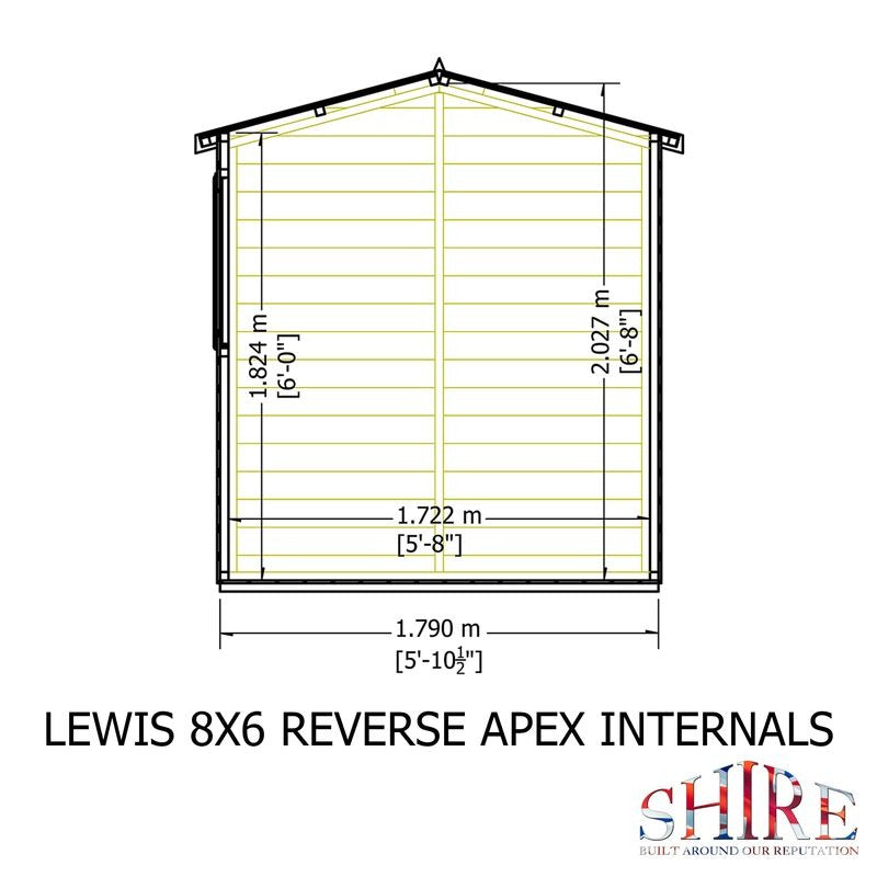 Loxley 8' x 6' Premium Shiplap Reverse Apex Shed | Sheds.co.uk