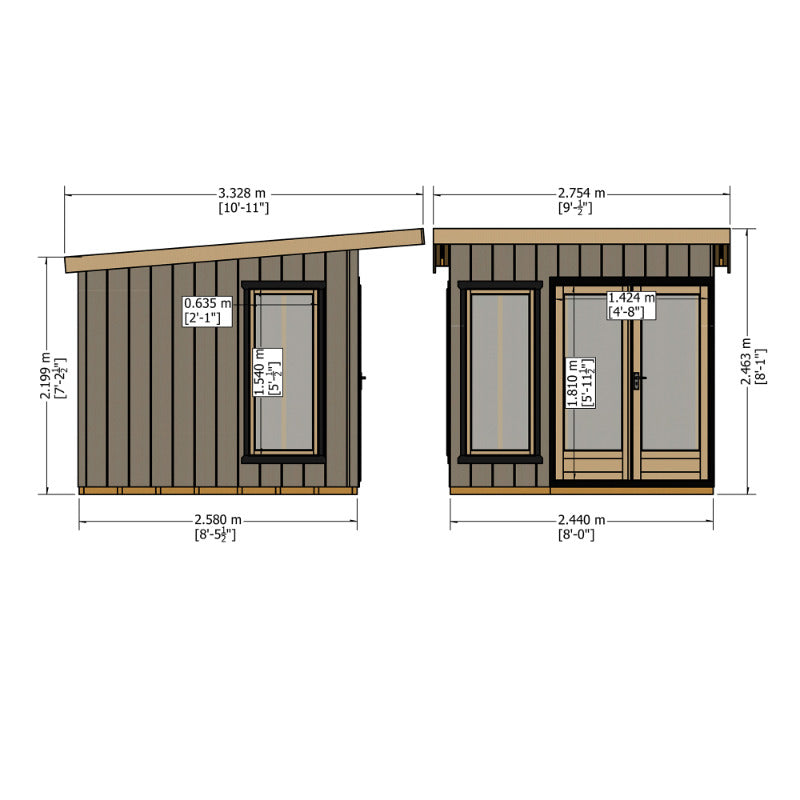 Loxley 8' x 8' Wembley Insulated Garden Room | Sheds.co.uk