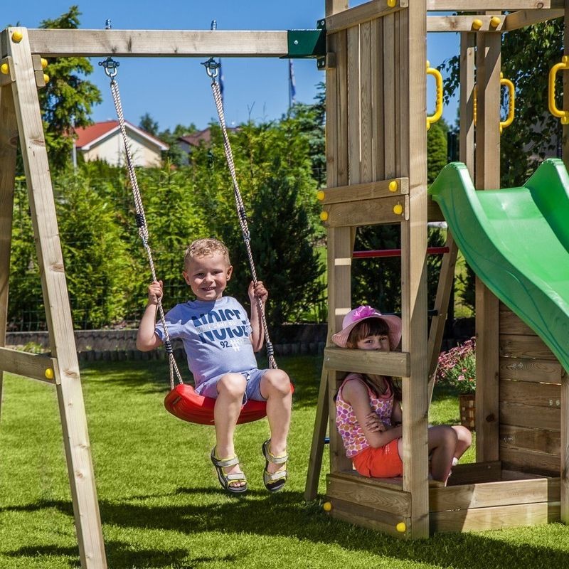 Loxley 9' x 6' Climbing Frame Rock Wall With Swing & Slide | Sheds.co.uk