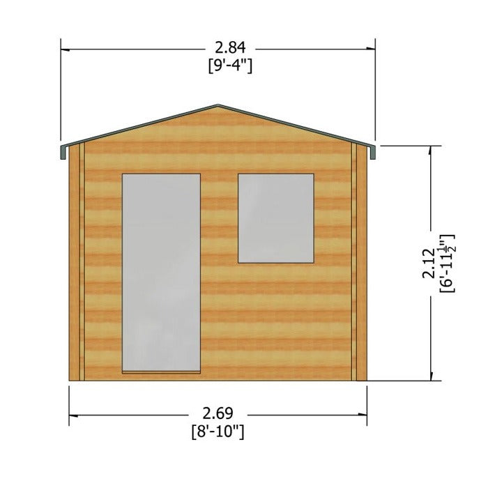 Loxley 2.7m x 2.7m Bexley Log Cabin - 19mm