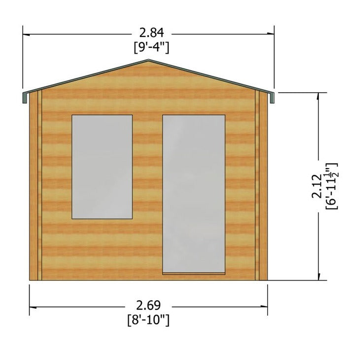 Loxley 2.7m x 2.7m Coulsdon Log Cabin - 19mm | Sheds.co.uk