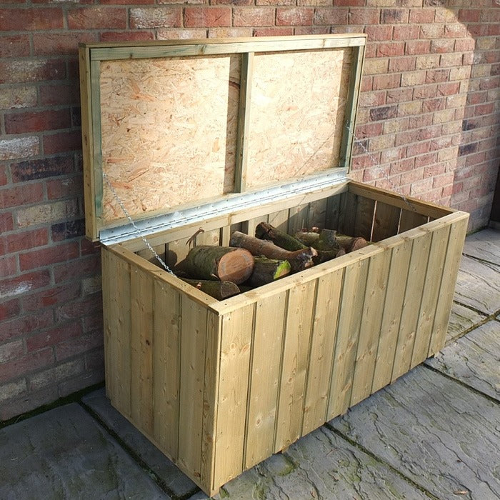 Loxley Pressure Treated Planed Log Store Chest | Sheds.co.uk