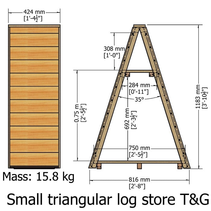 Loxley Small Tongue and Groove Triangular Log Store | Sheds.co.uk