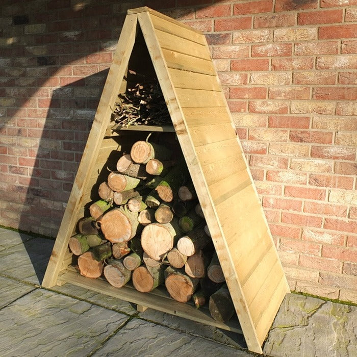 Loxley Small Tongue and Groove Triangular Log Store | Sheds.co.uk