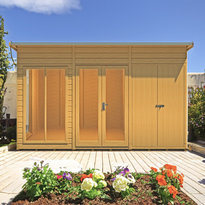 Loxley 12' x 8' Stanton Summer House With Side Shed | Sheds.co.uk