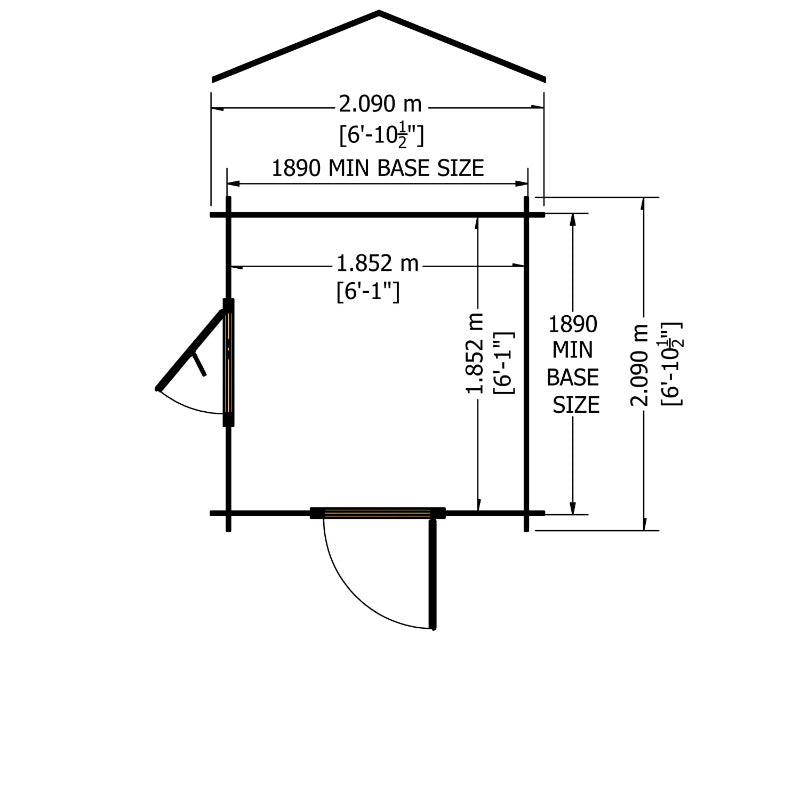 Loxley 2.1m x 2.1m Bampton Log Cabin - 19mm | Sheds.co.uk