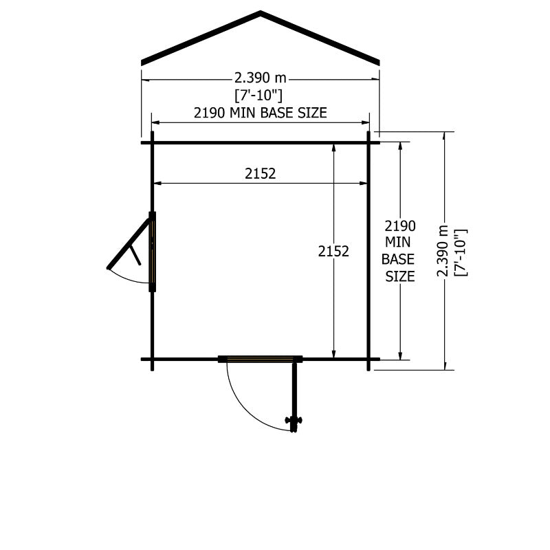 Loxley 2.4m x 2.4m Bampton Log Cabin - 19mm | Sheds.co.uk