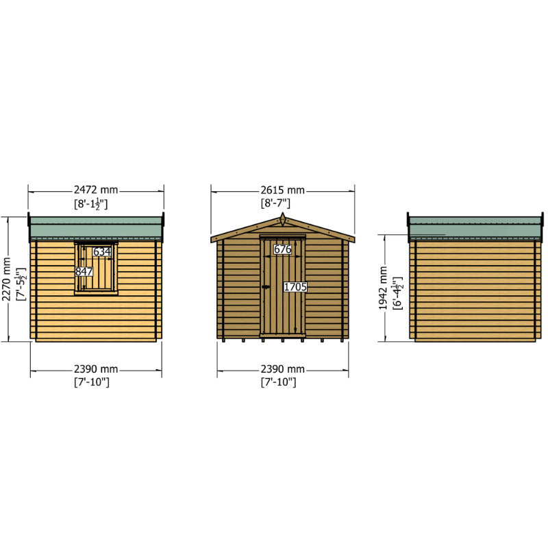Loxley 2.4m x 2.4m Marlow Log Cabin - 19mm | Sheds.co.uk
