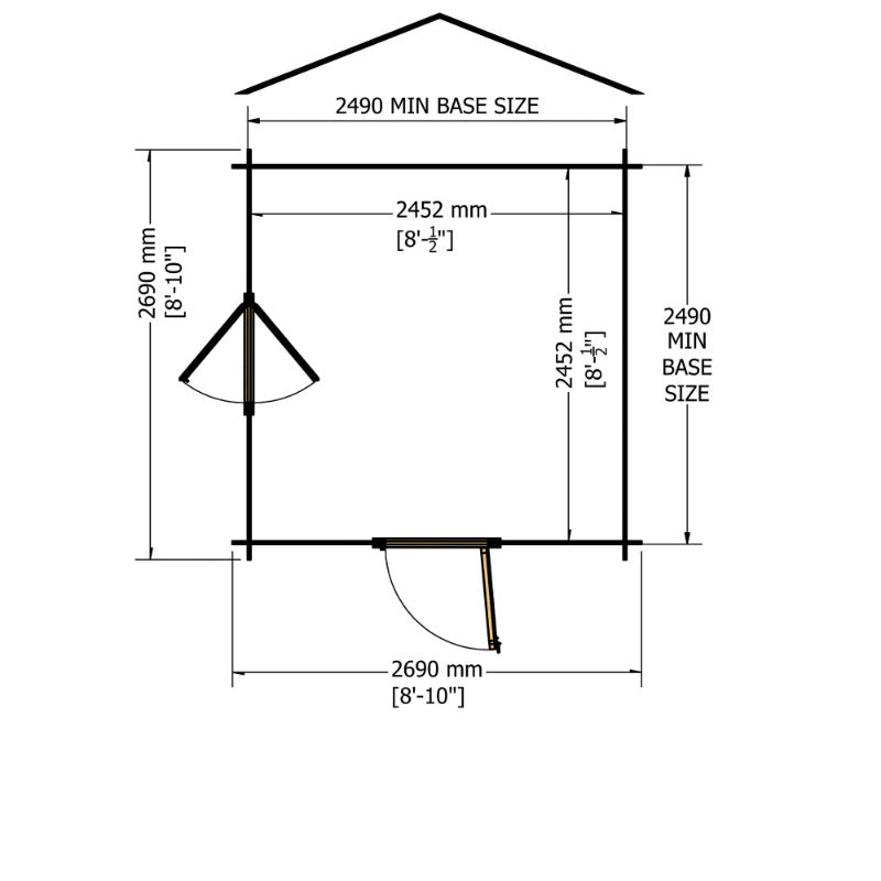 Loxley 2.7m x 2.7m Marlow Log Cabin - 19mm | Sheds.co.uk