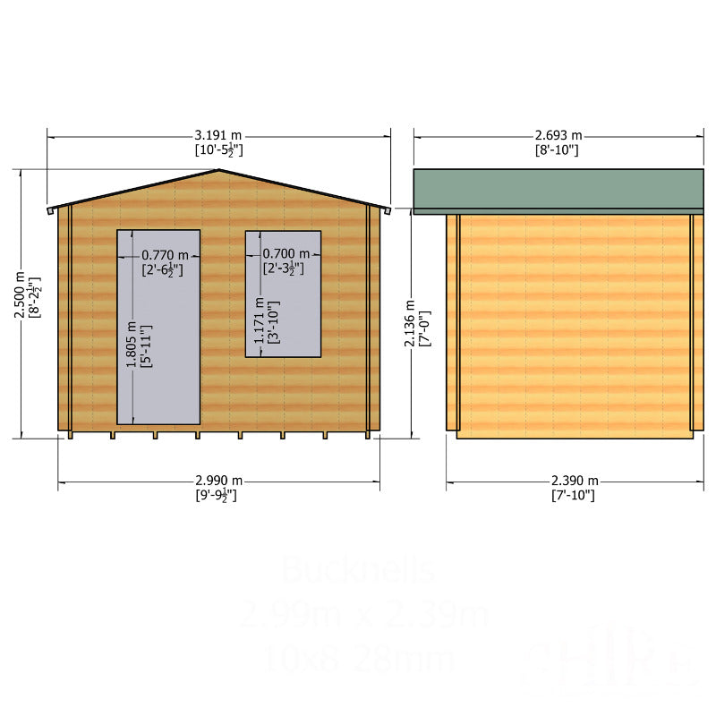 Loxley 3m x 2.4m Boston Log Cabin - 28mm | Sheds.co.uk