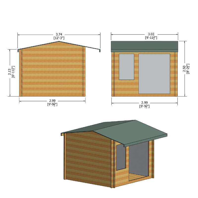 Loxley 3m x 3m Maltby Log Cabin - 28mm