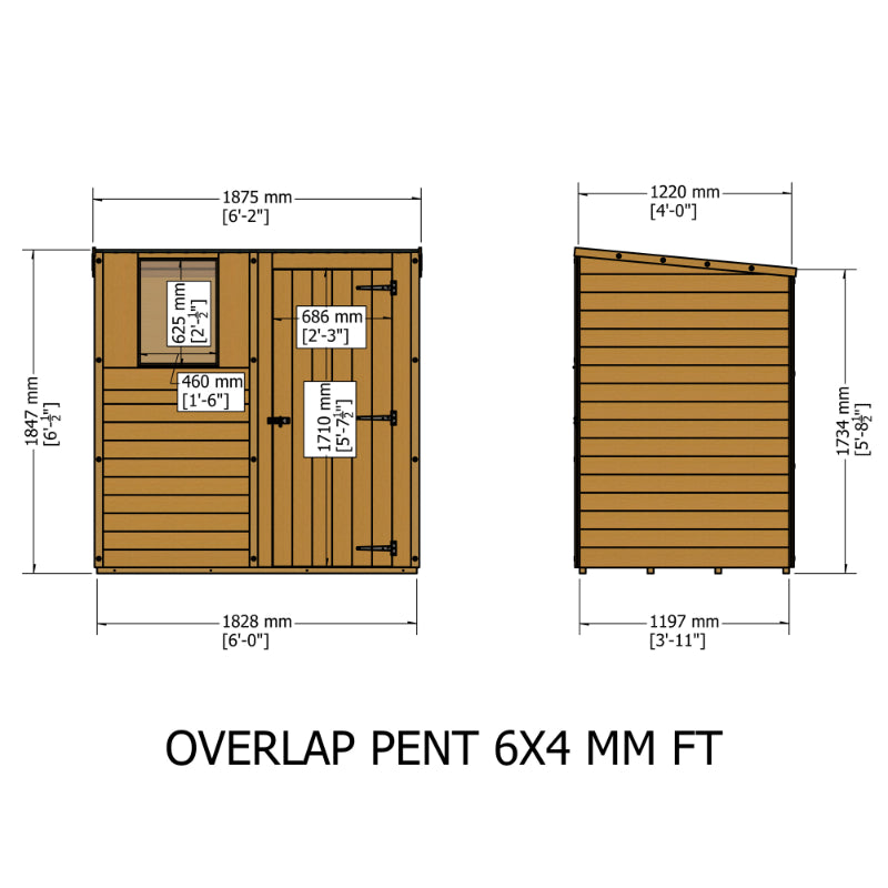 Loxley 6' x 4' Overlap Pent Shed
