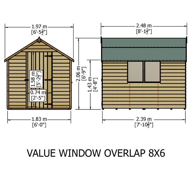 Loxley 6' x 8' Overlap Apex Shed