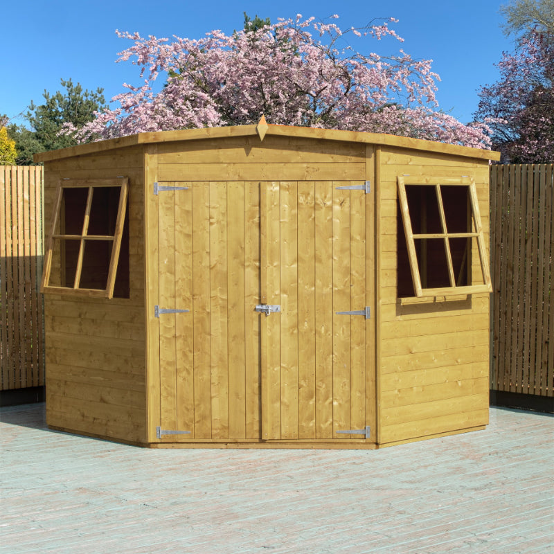Loxley 7' x 7' Pressure Treated Shiplap Corner Shed | Sheds.co.uk