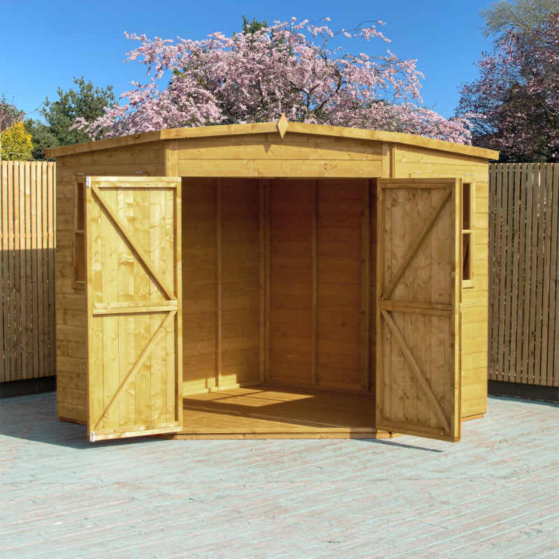 Loxley 7' x 7' Pressure Treated Shiplap Corner Shed | Sheds.co.uk