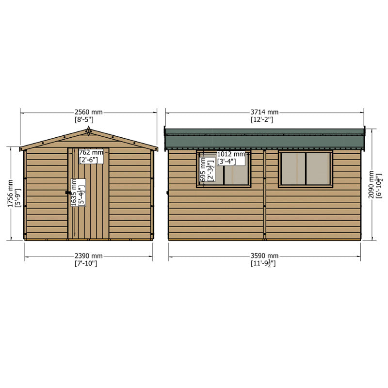 Loxley 8' x 12' Premium Shiplap Apex Shed