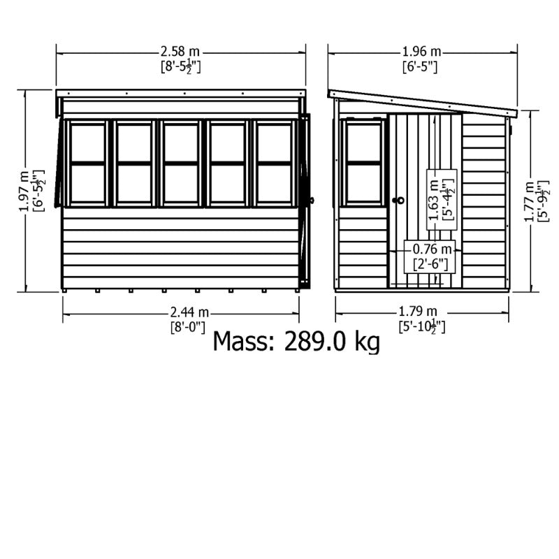 Loxley 8' x 6' Shiplap Sun Pent Shed | Sheds.co.uk