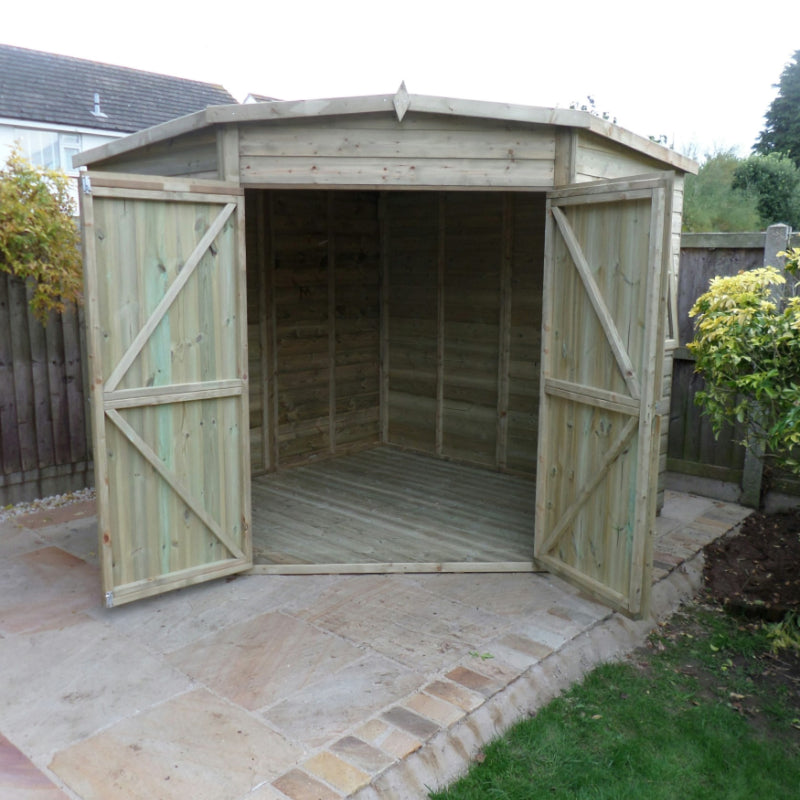 Loxley 8' x 8' Pressure Treated Shiplap Corner Shed | Sheds.co.uk