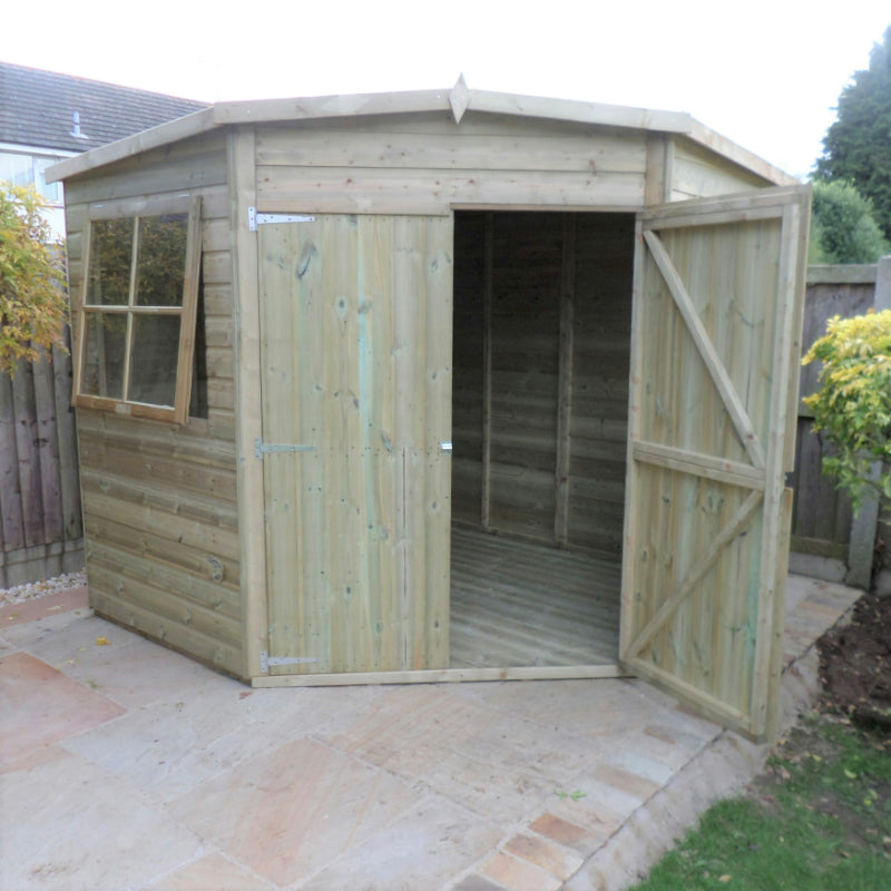 Loxley 8' x 8' Pressure Treated Shiplap Corner Shed | Sheds.co.uk