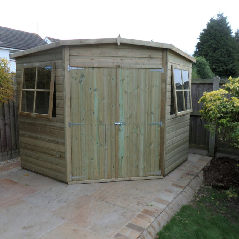 Loxley 8' x 8' Pressure Treated Shiplap Corner Shed | Sheds.co.uk