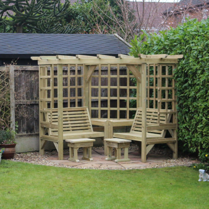 Moorvalley 4 Seater Full Trellis Corner Arbour | Sheds.co.uk