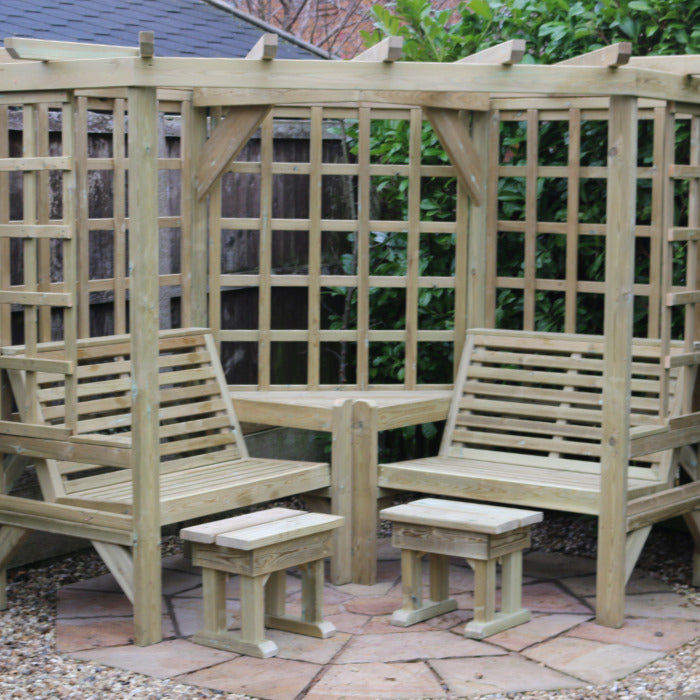 Moorvalley 4 Seater Full Trellis Corner Arbour | Sheds.co.uk