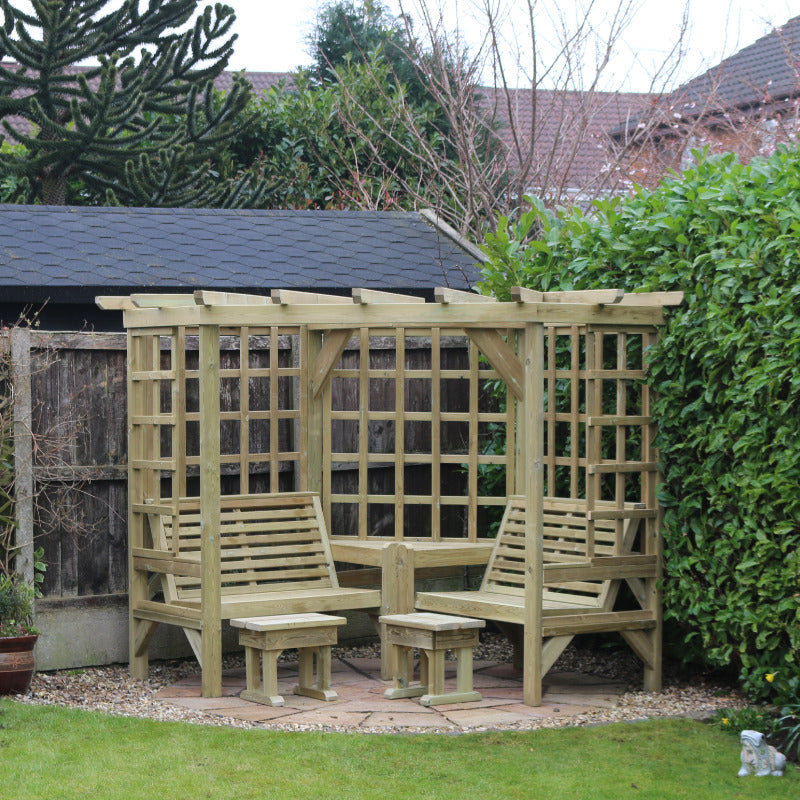 Moorvalley 4 Seater Full Trellis Corner Arbour | Sheds.co.uk