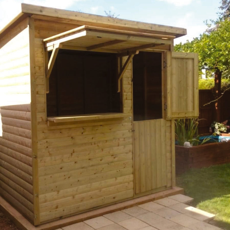 Moorvalley 8' x 6' Deluxe Loglap Garden Bar With Barn Door | Sheds.co.uk