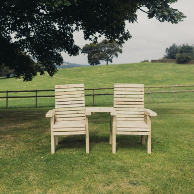 Moorvalley Ergo Love Seat With Square Tray | Sheds.co.uk