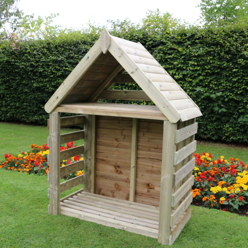 Moorvalley Slatted Apex Log Store | Sheds.co.uk