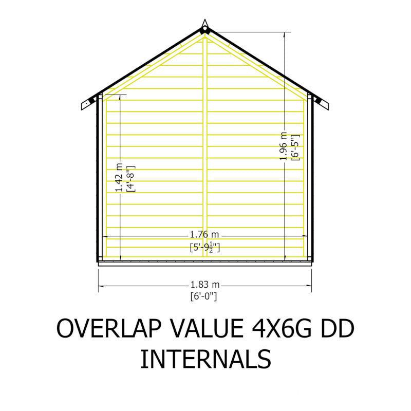 Loxley 6' x 4' Windowless Double Door Overlap Apex Shed | Sheds.co.uk