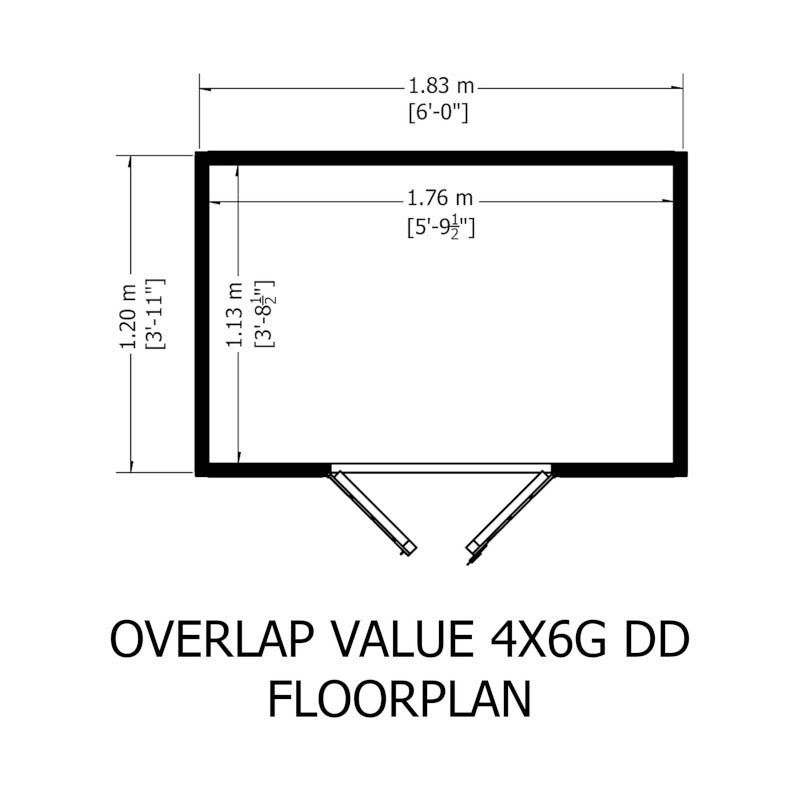 Loxley 6' x 4' Windowless Double Door Overlap Apex Shed | Sheds.co.uk