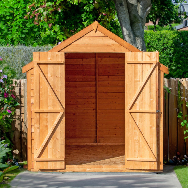 Loxley 6' x 8' Windowless Double Door Overlap Apex Shed | Sheds.co.uk