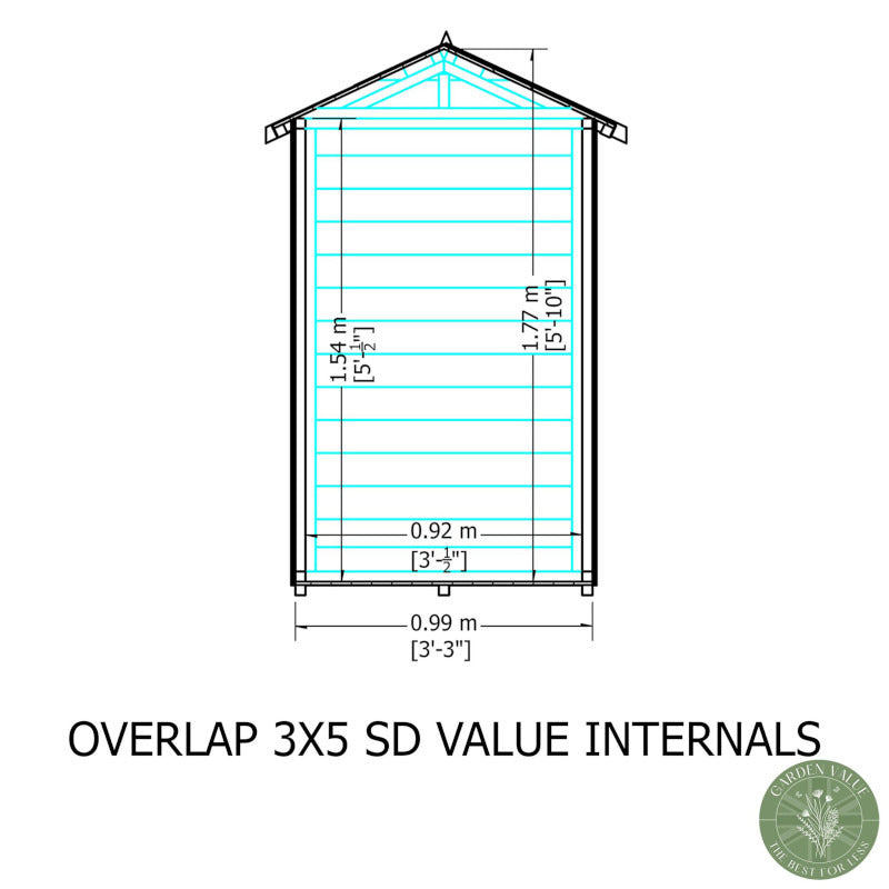 Loxley 3' x 5' Windowless Overlap Apex Shed | Sheds.co.uk