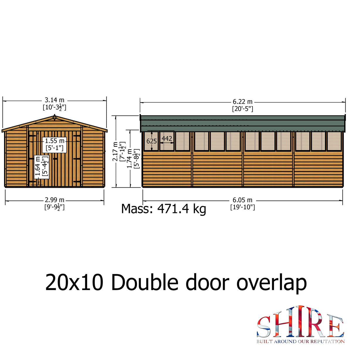Loxley 10' x 20' Double Door Overlap Apex Workshop | Sheds.co.uk