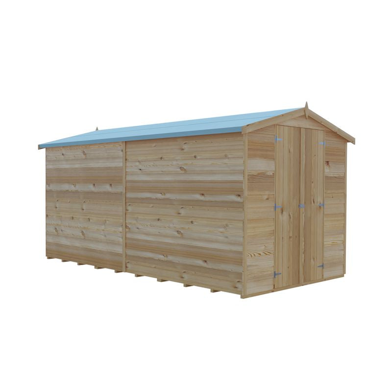 Loxley 6' x 12' Windowless Double Door Overlap Apex Shed | Sheds.co.uk
