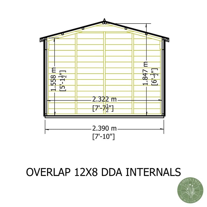 Loxley 8' x 12' Double Door Overlap Apex Shed | Sheds.co.uk