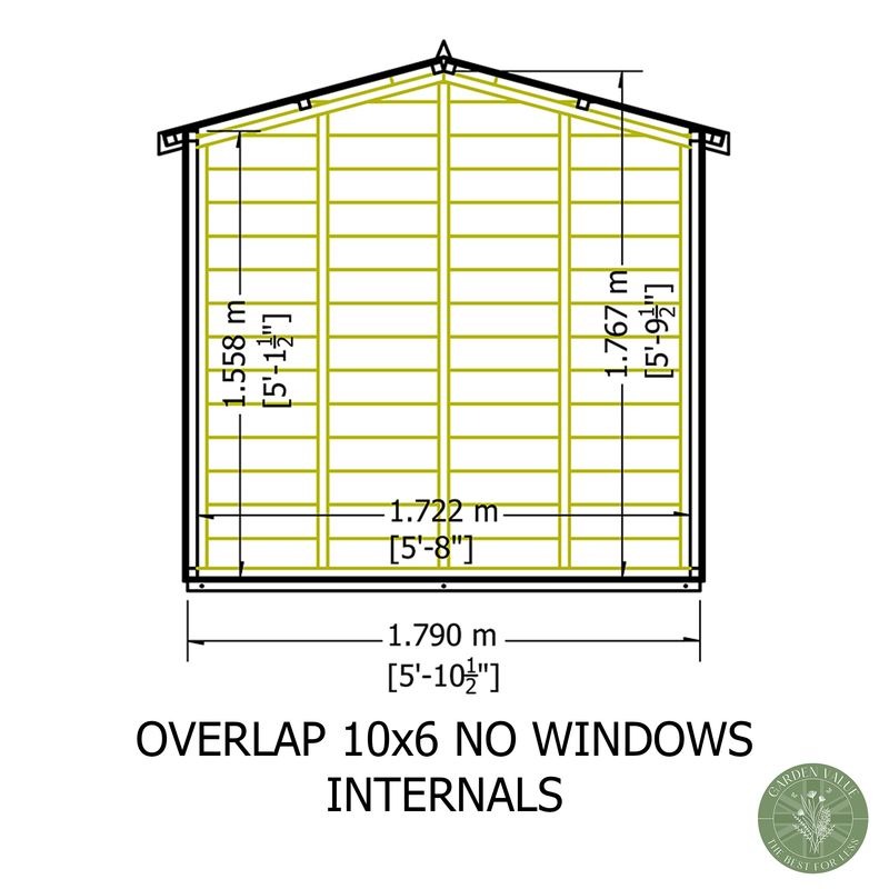 Loxley 6' x 10' Windowless Double Door Overlap Apex Shed | Sheds.co.uk