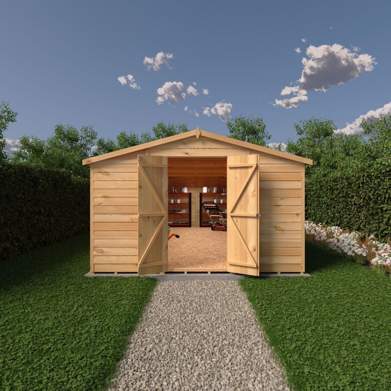 Loxley 10' x 20' Windowless Double Door Overlap Apex Workshop | Sheds.co.uk