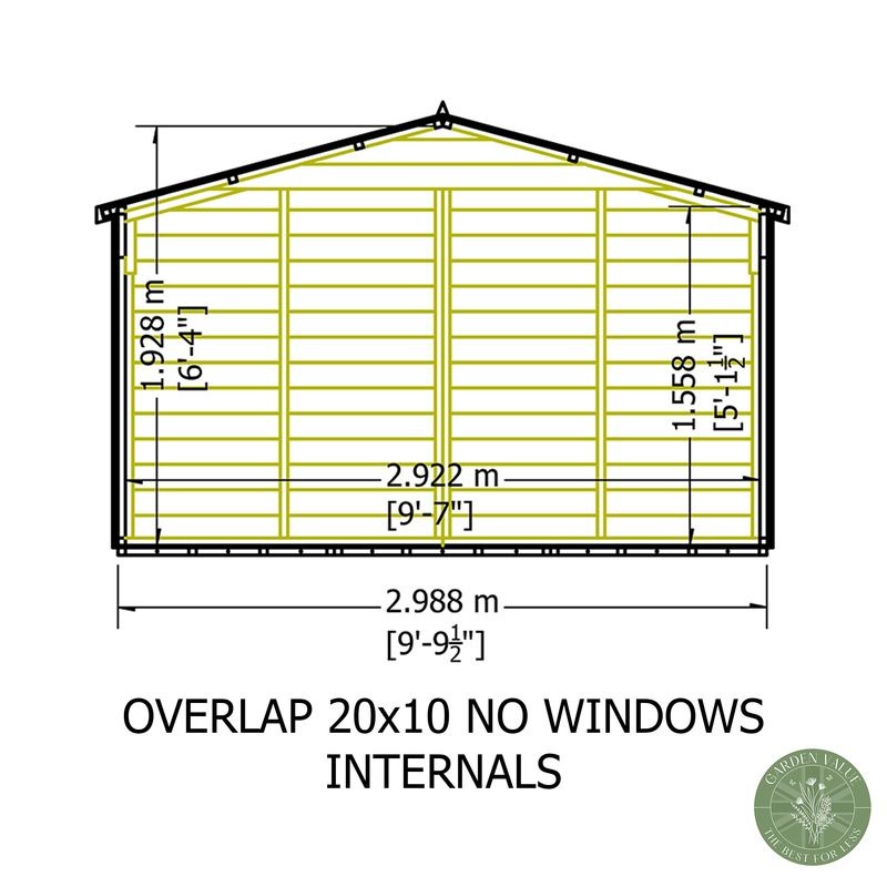 Loxley 10' x 20' Windowless Double Door Overlap Apex Workshop | Sheds.co.uk