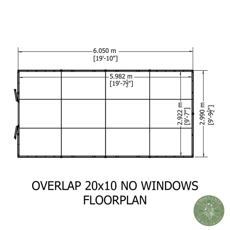 Loxley 10' x 20' Windowless Double Door Overlap Apex Workshop | Sheds.co.uk