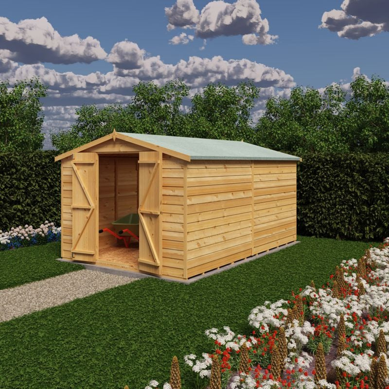 Loxley 8' x 12' Windowless Double Door Overlap Apex Shed | Sheds.co.uk