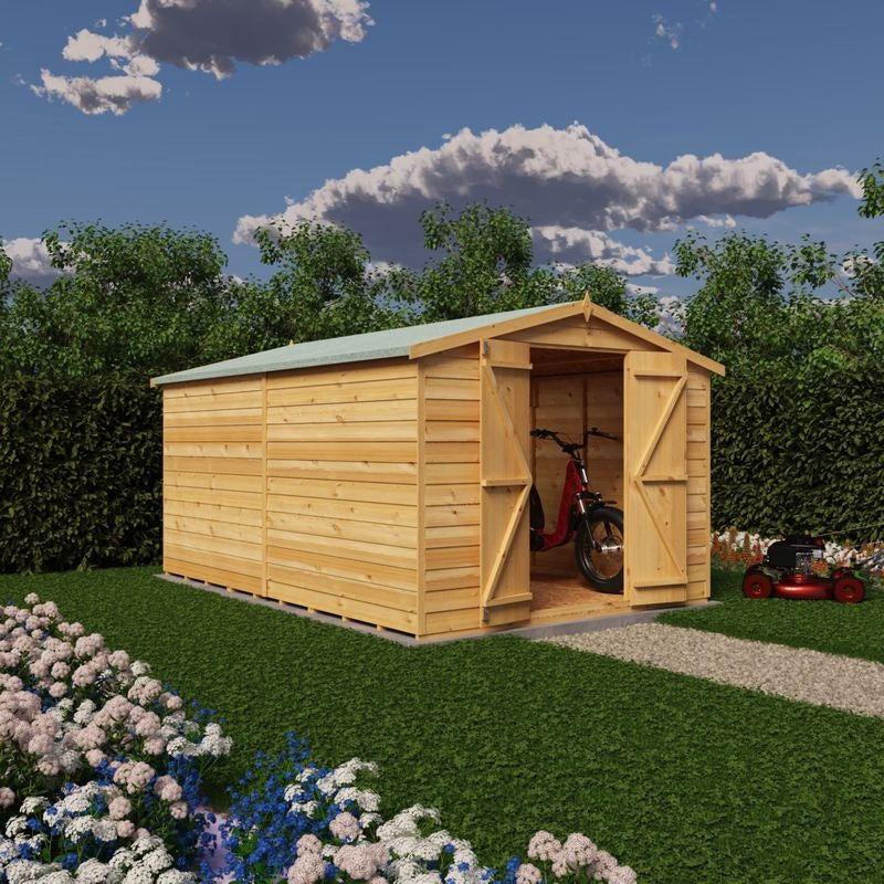 Loxley 8' x 12' Windowless Double Door Overlap Apex Shed | Sheds.co.uk