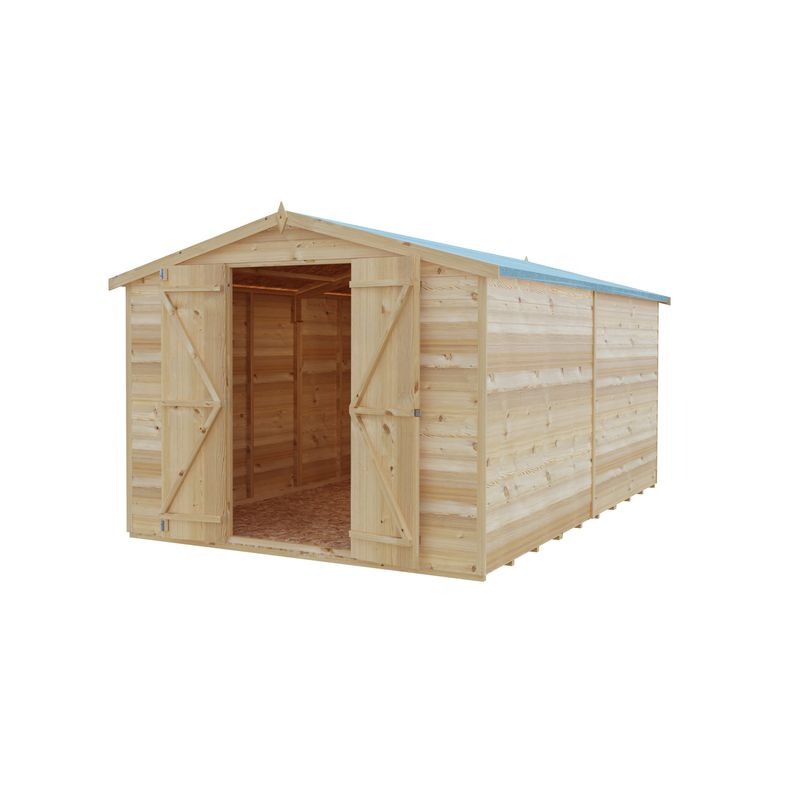 Loxley 8' x 12' Windowless Double Door Overlap Apex Shed | Sheds.co.uk