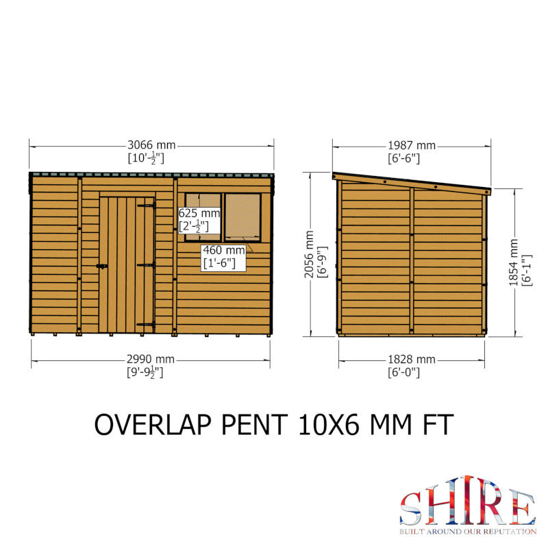 Loxley 10' x 6' Overlap Pent Shed