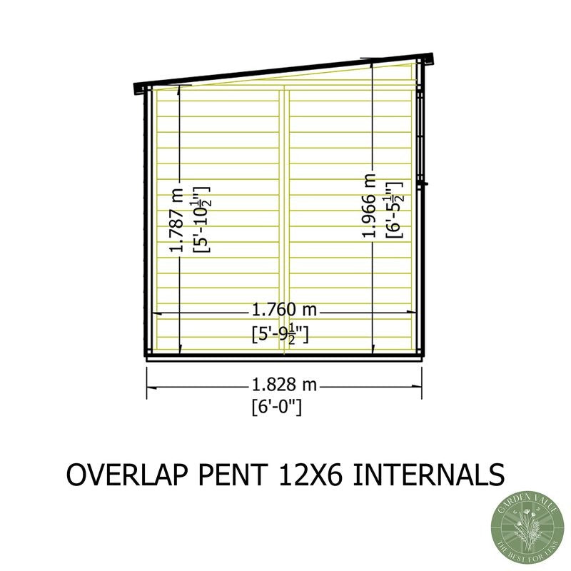 Loxley 12' x 6' Overlap Pent Shed | Sheds.co.uk