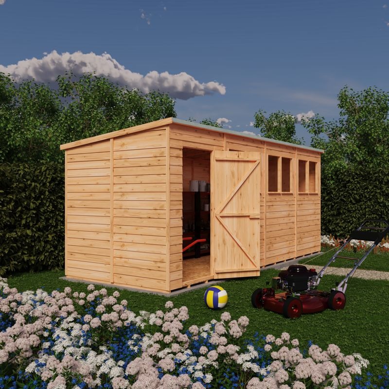 Loxley 16' x 6' Overlap Pent Shed | Sheds.co.uk