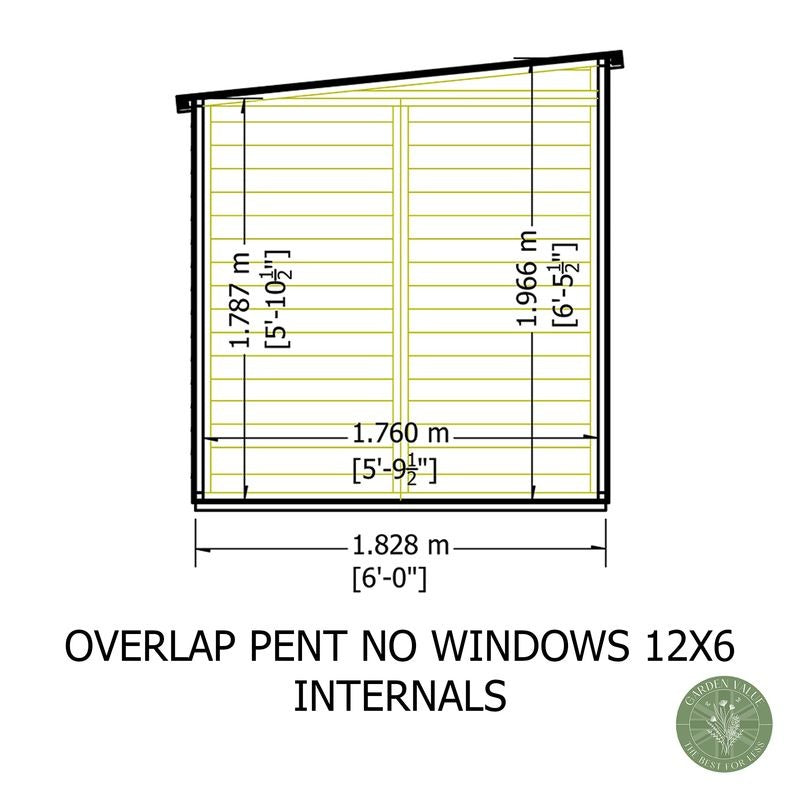 Loxley 12' x 6' Windowless Overlap Pent Shed | Sheds.co.uk