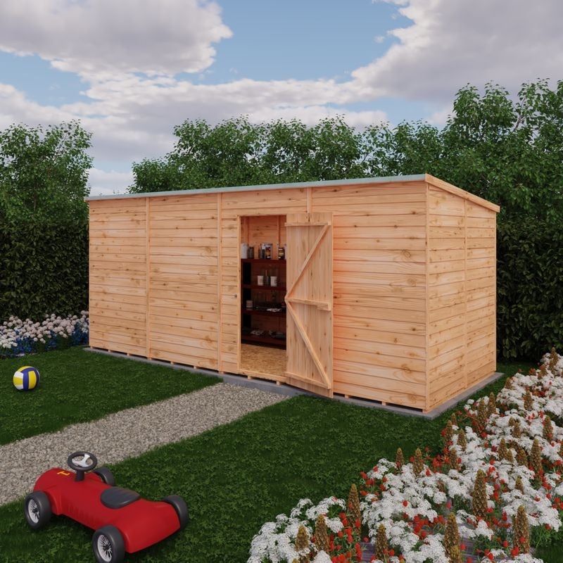 Loxley 16' x 6' Windowless Overlap Pent Shed | Sheds.co.uk