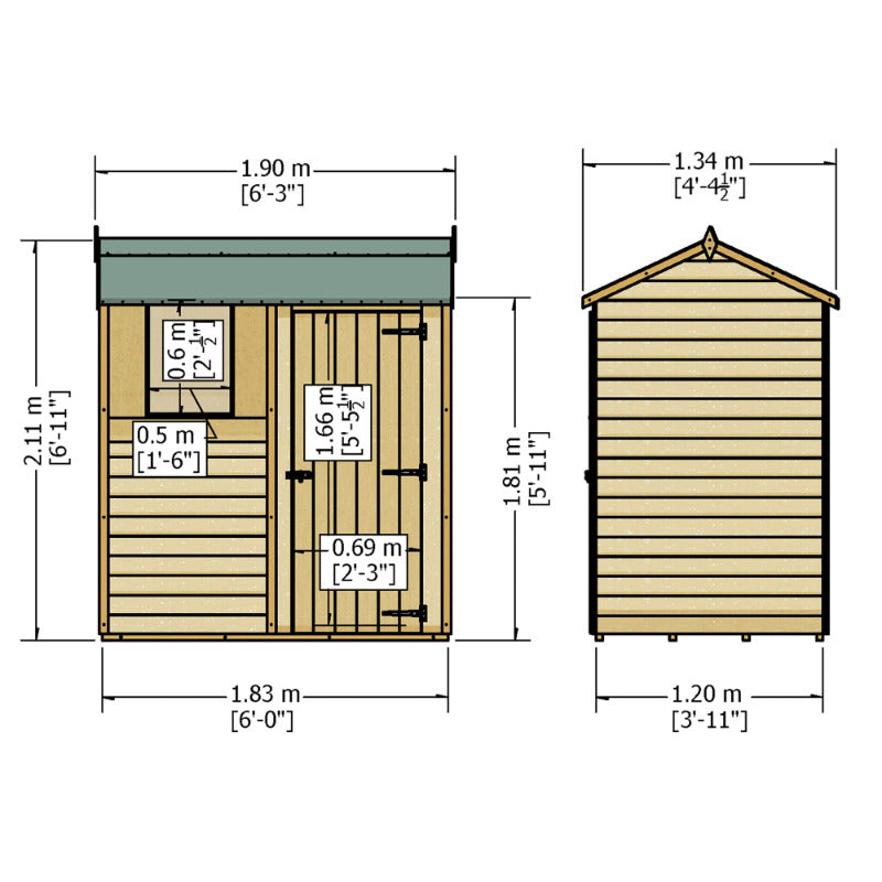 Loxley 6' x 4' Overlap Reverse Apex Shed | Sheds.co.uk